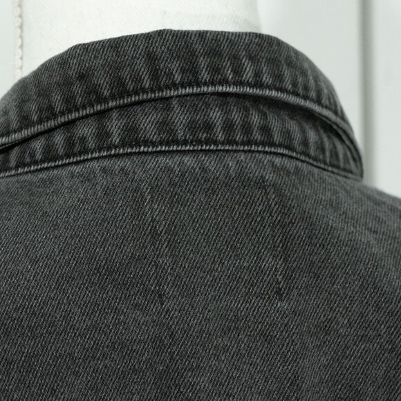 Volcom Crop N Block Denim Jacket Grey Black Boxy Retro 90s Skater Trucker Jacket - Picture 11 of 14